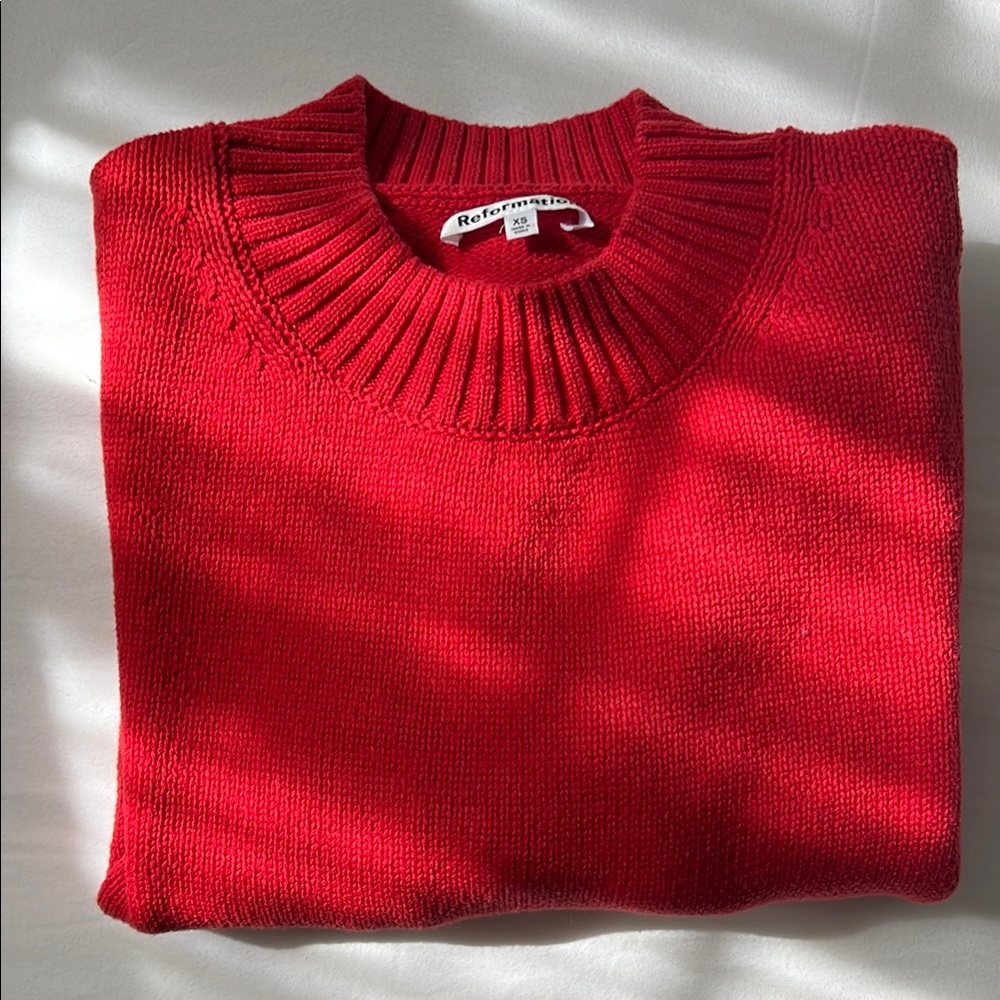 Reformation Red Crewneck Organic cotton Sweater - Picture 4 of 4